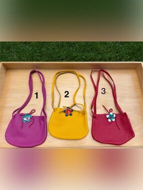 Kids Leather Flower bags. Sold separately or as a lot. $40 each. Italy